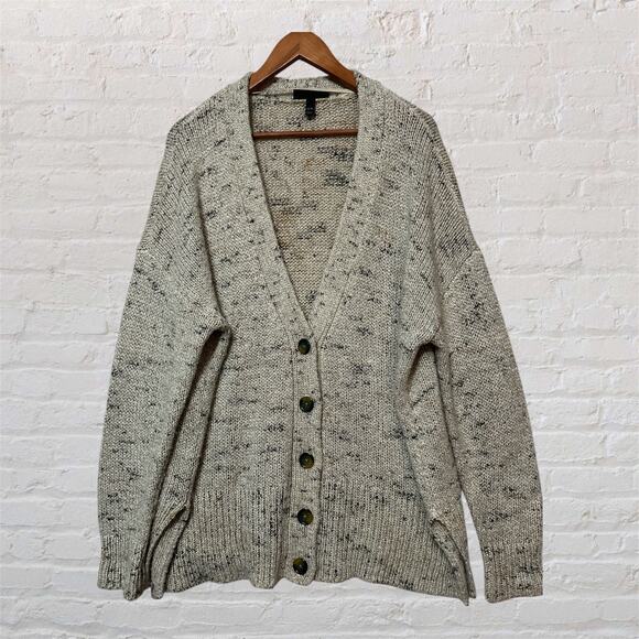 Lane Bryant Plus Cardigan Beige Gold Sweater Metallic Wool Blend 22/24 - Picture 1 of 10